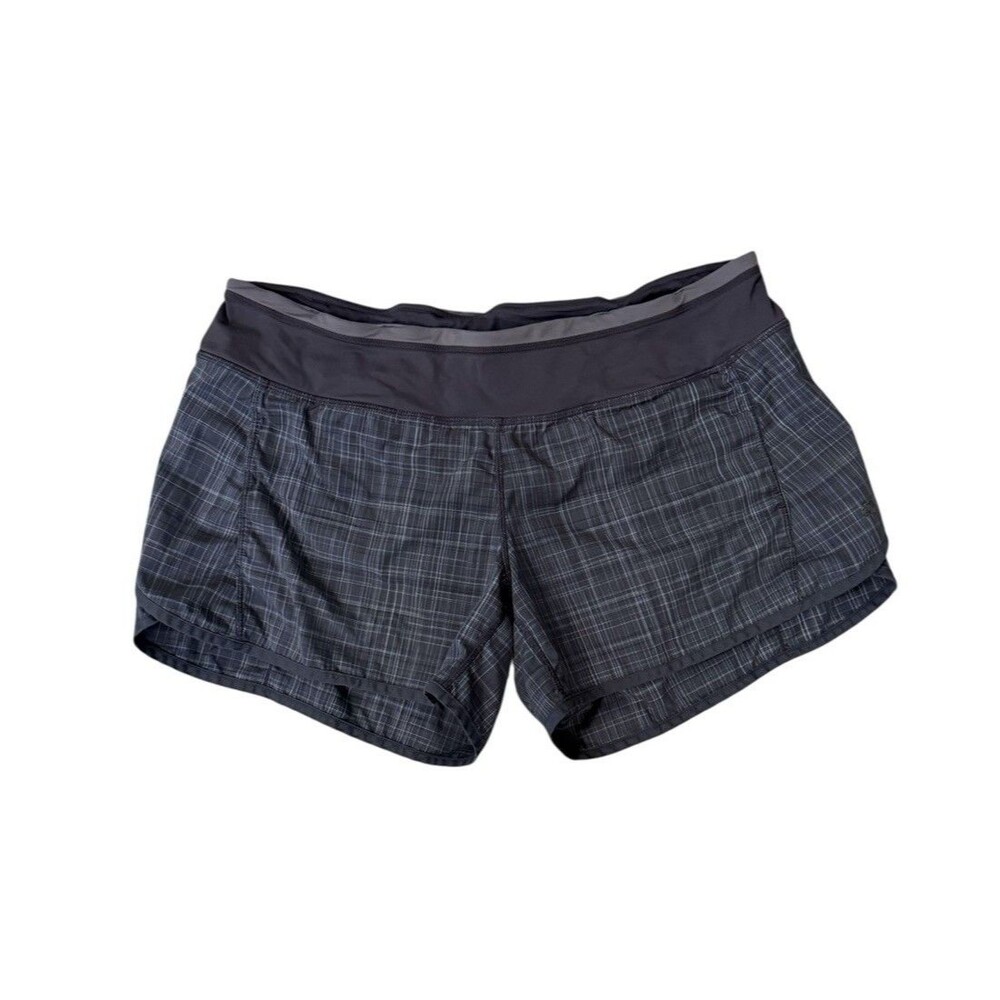 Lululemon Speed Short Women's Size 10 Gray Plaid Running Activewear